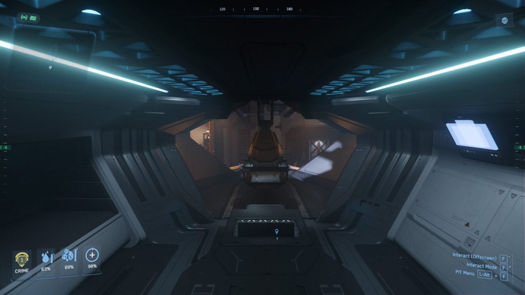 The interior space of RSI Mantis in Star Citizen