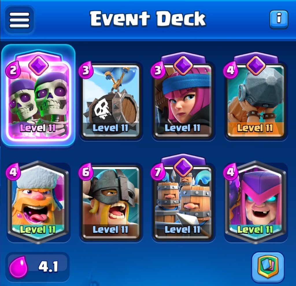 Goblin Bonanza Deck - Wall Breakers, Skeleton Barrel, Firecracker, Battle Ram, Lumberjack, Elite Barbarians, Recruits, Mother Witch