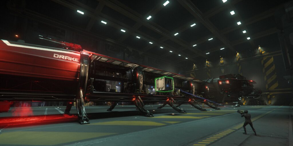 Loading cargo inside a Drake Caterpillar - Star Citizen