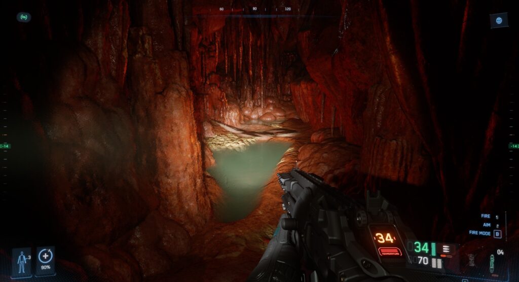 Exploring an Acidic cave in Star Citizen