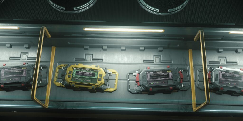 Mining Gadgets in a Refinery Shop in Star Citizen