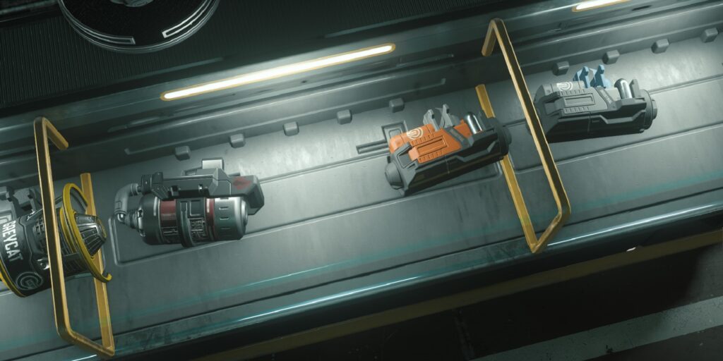 Mining Modules in a Refinery Shop in Star Citizen