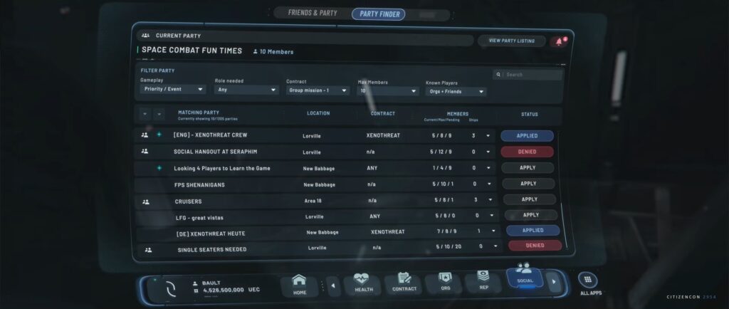 New Party Finder System in Star Citizen - Presented at CitizenCon 2024