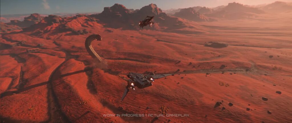 Ships flyting toward a Valakkar in Star Citizen - Presented at CitizenCon 2024