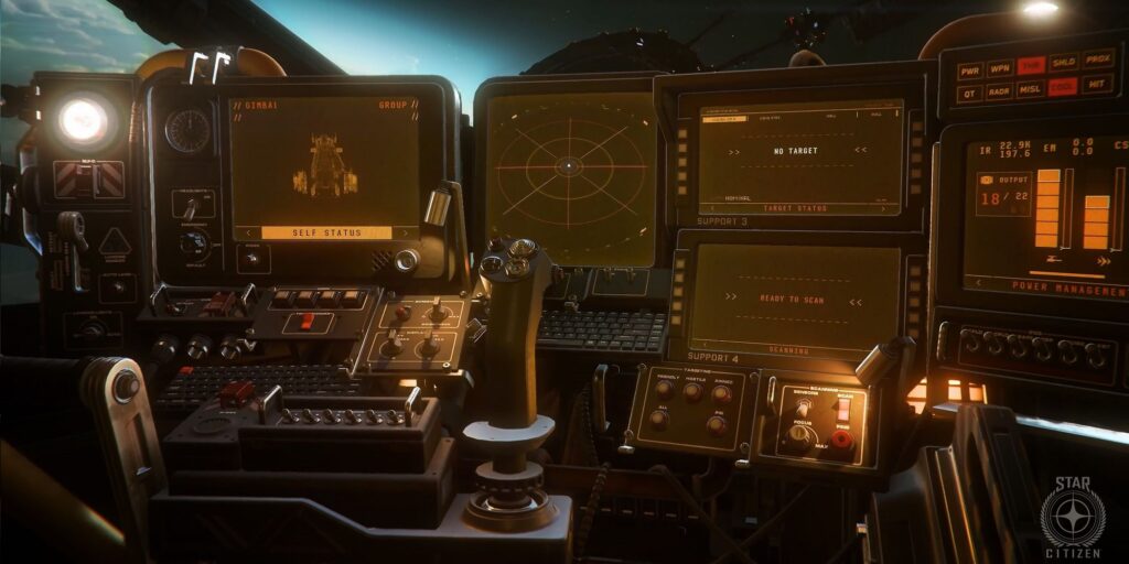 MFD Screens in Star Citizen in a Drake ship