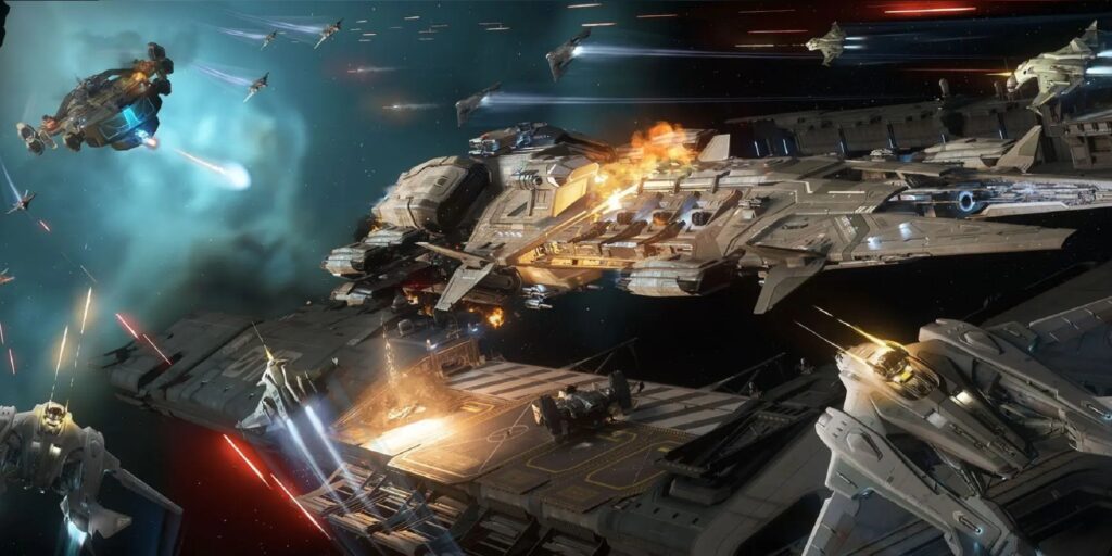 Massive ship battle concept art in Star Citizen